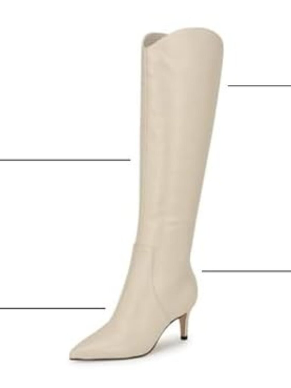 Nine West Pointed-Toe Knee-High Heeled Boots in Cream